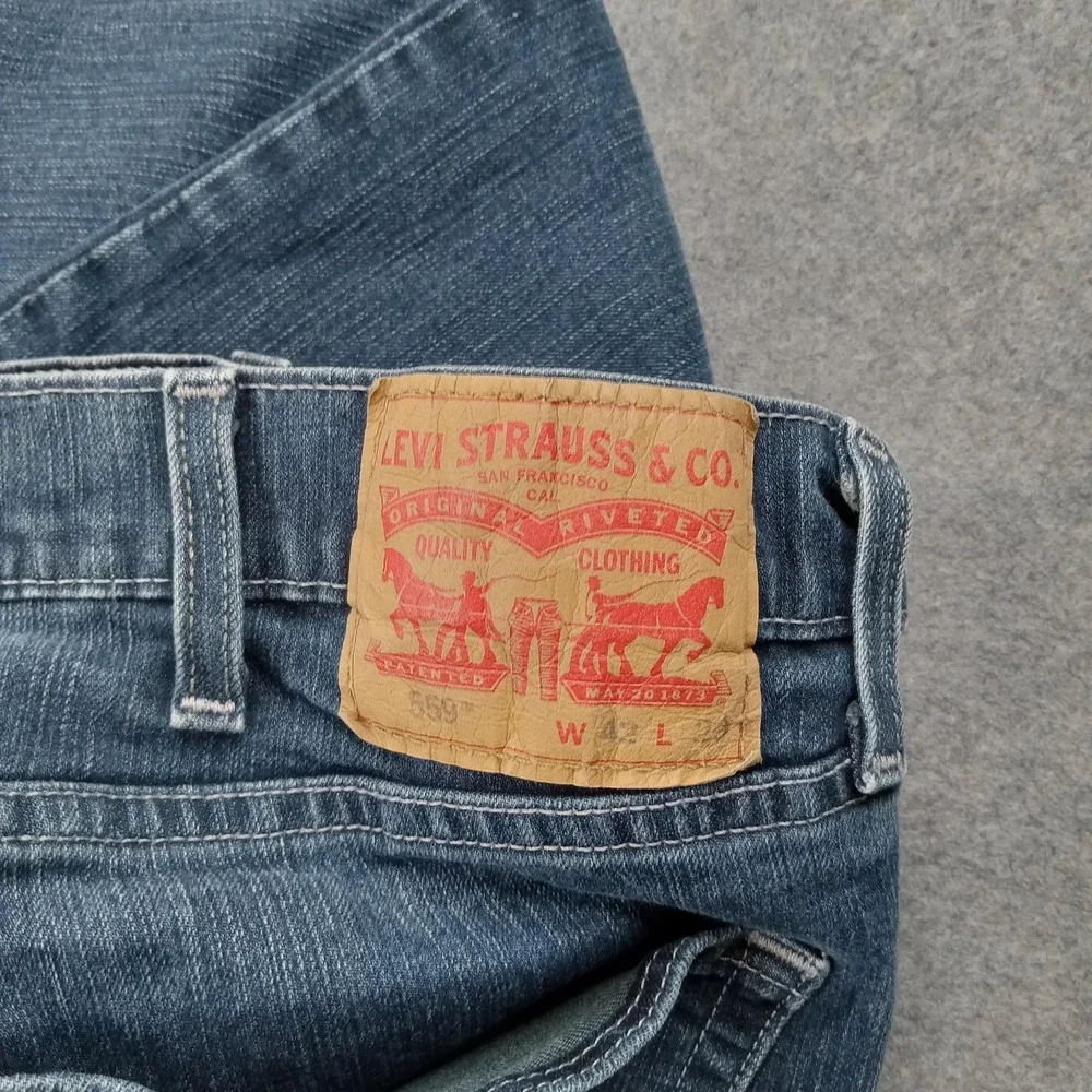 Levis 569 Jeans‎ Mens 42x29 Blue Regular Straight Stretch Denim Medium Wash